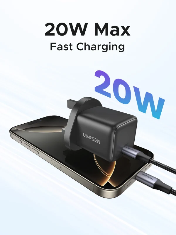 1200x1600-拷贝-9 UGREEN 20W USB-C GaN Fast Charger UK Pin – X512-55529