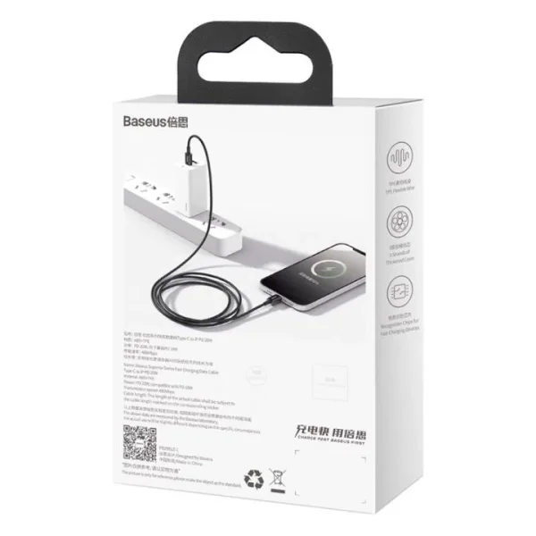 Baseus Superior Series 1M Fast Charging Data Cable Type-C to Lightning PD 20W Black – CATLYS-A01