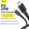 Baseus 1Meter 20W High Density Braided Fast Charging Data Type-C to Lightning PD Cable Black