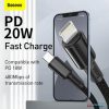 Baseus 1Meter 20W High Density Braided Fast Charging Data Type-C to Lightning PD Cable Black