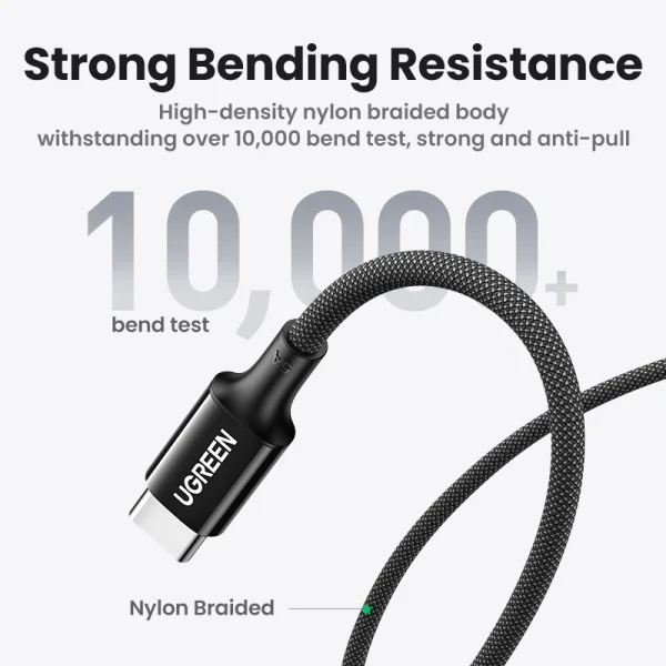 UGREEN 1 Meter 100W 5A Max Type-C to Type-C PD Fast Charging Silicone Braided Cable – US557-15275