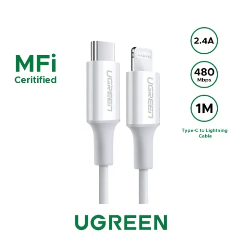 UGREEN-1-Meter-MFI-Certified-USB-to-Lightning-Alu-Case-Braided-Lig UGREEN 1 Meter MFI Certified Type-C to Lightning Cable Rubber Shell – US171-10493