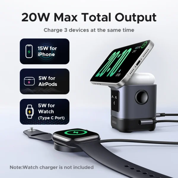 UGREEN 2-in-1 UNO Series Qi2 Magnetic Station Wireless Charger – W709-45775