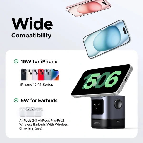 UGREEN 2-in-1 UNO Series Qi2 Magnetic Station Wireless Charger – W709-45775