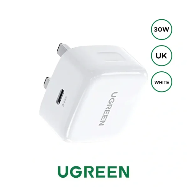 UGREEN-30W-Type-C-PD-Fast-Charger-UK-Pin--White--CD127--70197--1-Year-Warranty-ugreenlk UGREEN 30W Type-C PD Fast Charging Adapter – CD127-70197