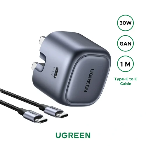 UGREEN-30W-USB-C-Nexode-GaN-PD-Fast-Charger-UK-Space-Gray- (11) UGREEN 30W USB-C Nexode GaN PD Fast Charger UK (Space Gray) with Type-C to Type-C Cable – CD305-25114