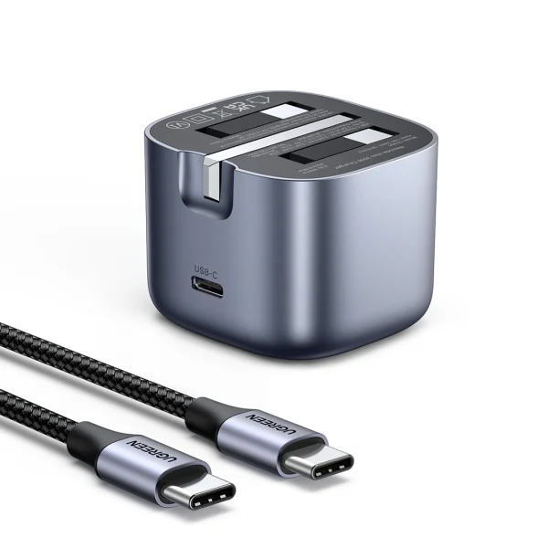 UGREEN 30W USB-C Nexode GaN PD Fast Charger UK (Space Gray) with Type-C to Type-C Cable – CD305-25114