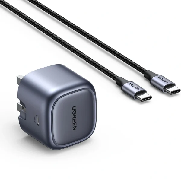 UGREEN 30W USB-C Nexode GaN PD Fast Charger UK (Space Gray) with Type-C to Type-C Cable – CD305-25114